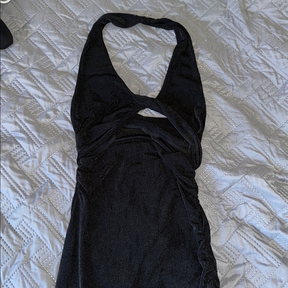 Elegant Black Halter Dress